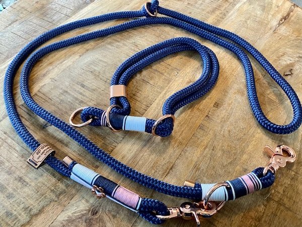 2-fach verstellbare Tauleine blau/rosé ohne Halsband
