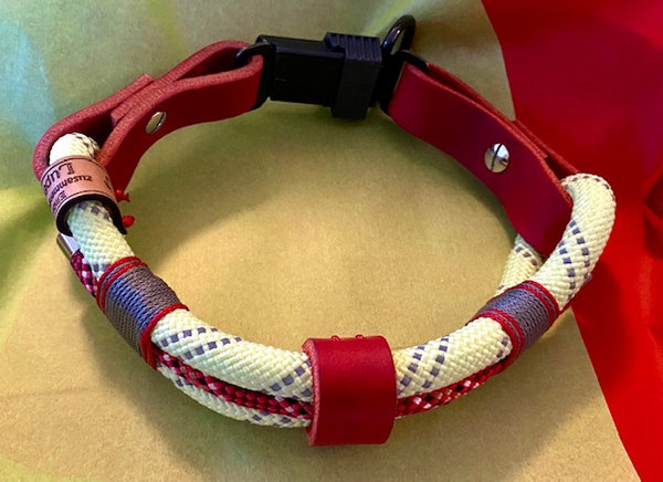 Halsband aus Leder + 10mm Premiumseil mit Sicherheitsverschluss